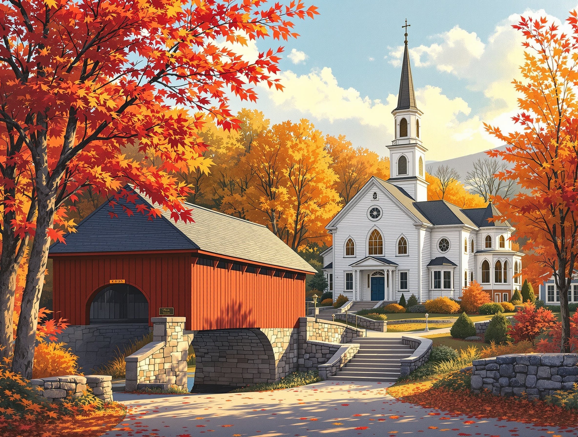 New Hampshire landscape with Armenian architectural elements